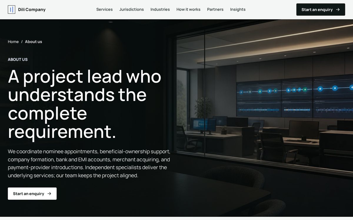 The About page of dilicompany.com, headed by the client's own promise to its customers