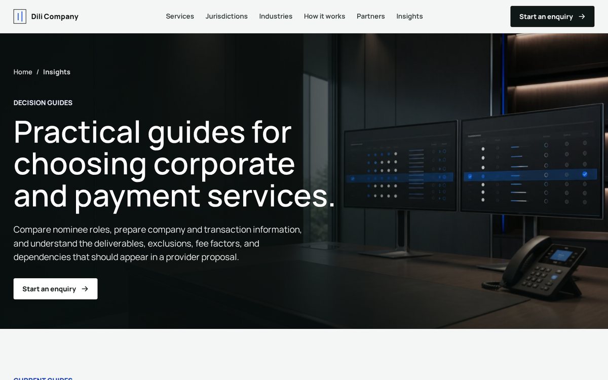 The Insights page of dilicompany.com, which introduces the site's practical guides